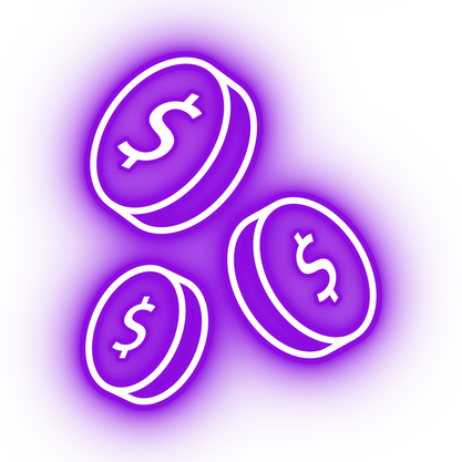 Neon purple coins icon