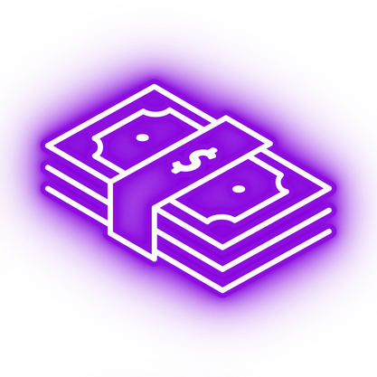 Neon purple cash icon