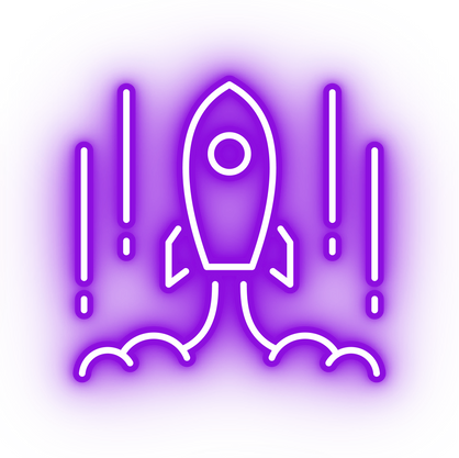 Neon purple rocket icon