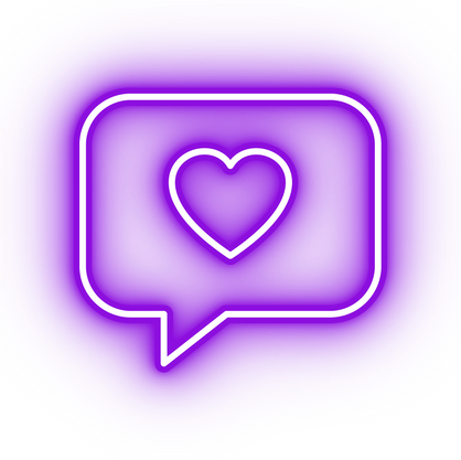 Neon purple speech bubble icon